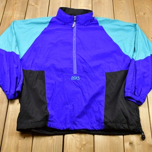 Vintage 1990s Asics Nylon Color Block Windbreaker / Abstract Pattern / Sportswear / Outerwear Jacket / Streetwear Fashion / Colour Block /