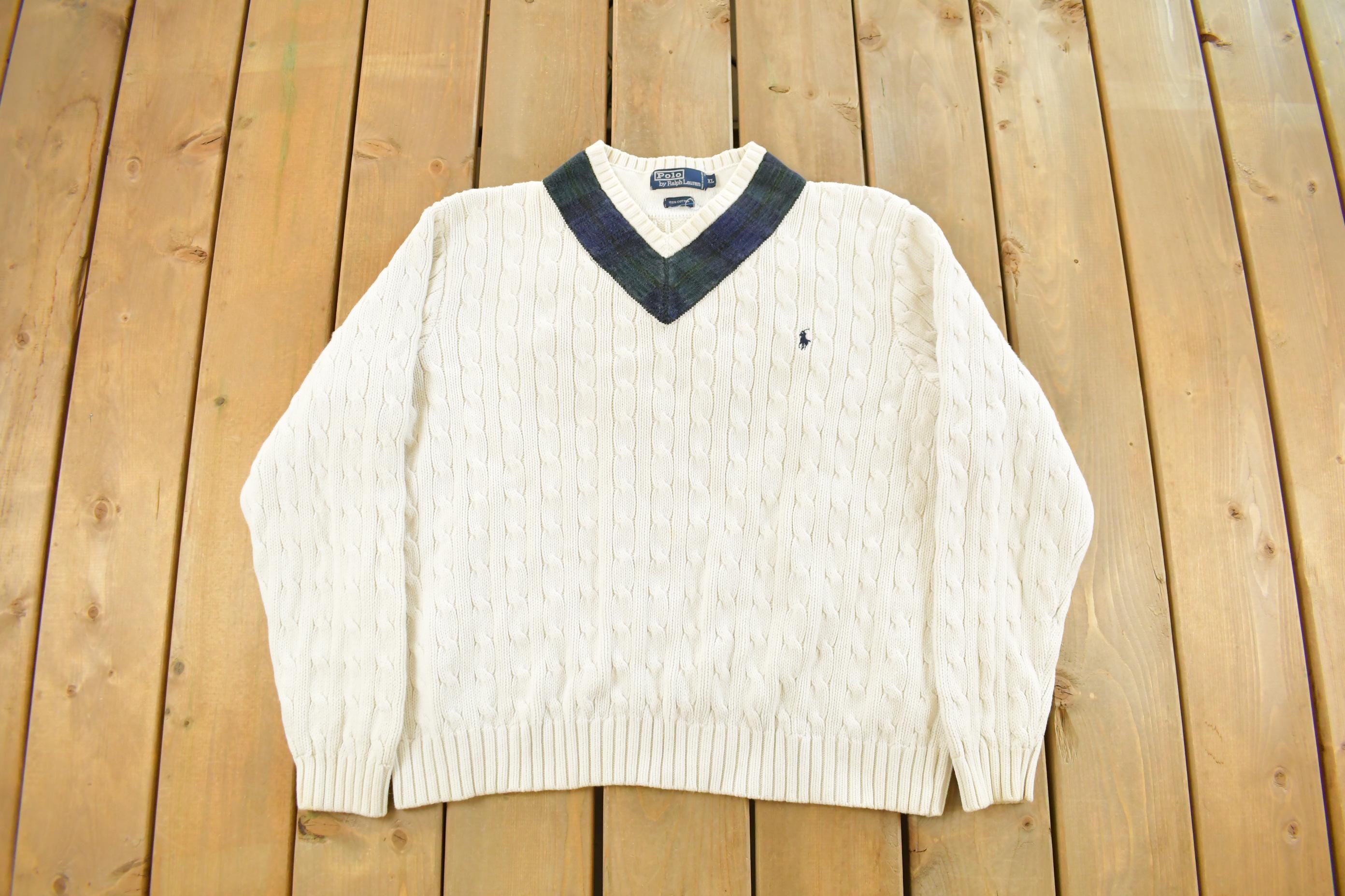 Vintage 1990s Polo Ralph Lauren Cricket Knit V-neck Sweater Men's