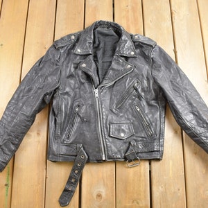 Vintage 1990s Leather Biker Jacket / Motorcycle Jacket / Leather Coat / Vintage Biker Jacket / Heavy Weight /