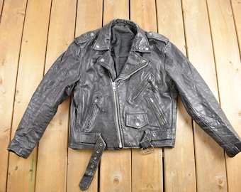 Vintage 1990s Leather Biker Jacket / Motorcycle Jacket / Leather Coat / Vintage Biker Jacket / Heavy Weight /