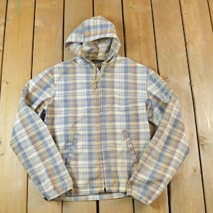 Vintage 1990s Plaid Light Hooded Zip Up Jacket