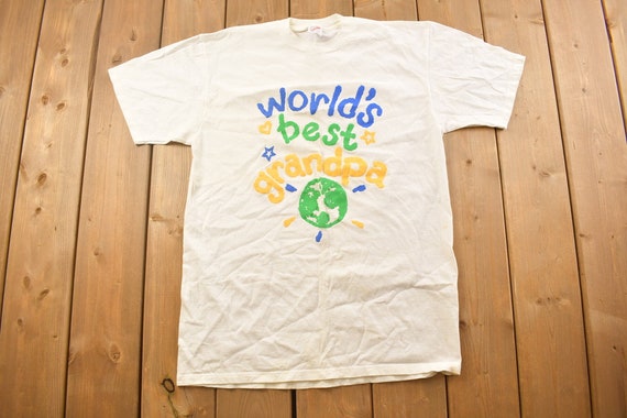 Vintage 1990s Worlds Best Grandpa Graphic T Shirt… - image 1