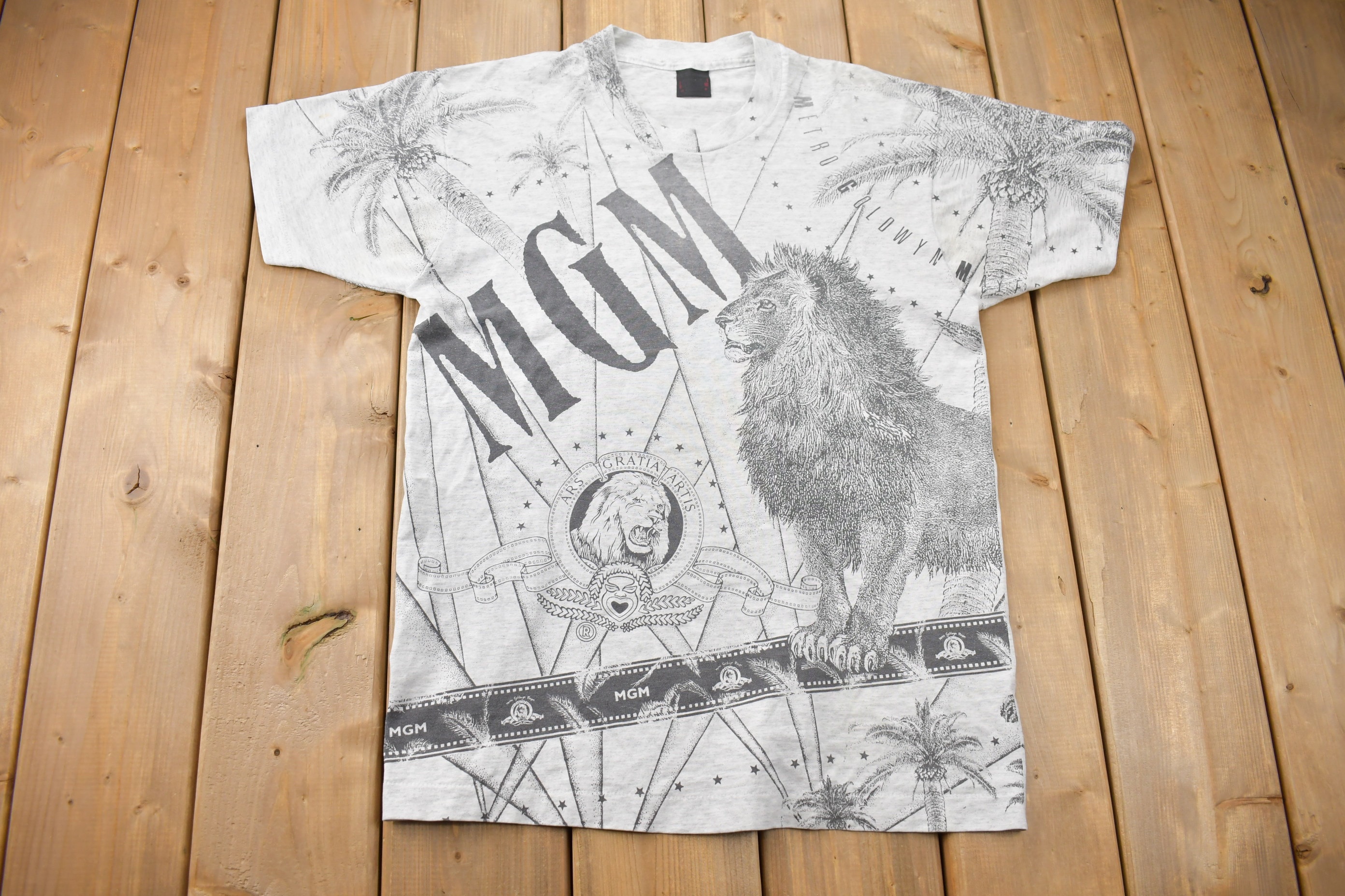 Vintage 1990s Metro Goldwyn Mayer Graphic All Over Print T Shirt 