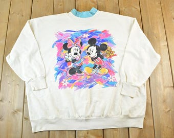 Felpa girocollo vintage Disney anni '90 da uomo, taglia M / Made in USA / Felpa vintage / Disney vintage / Topolino / Maglione Disney ricamato