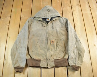 Vintage 1980s Carhartt White Aztec Jacket / Rare Workwear