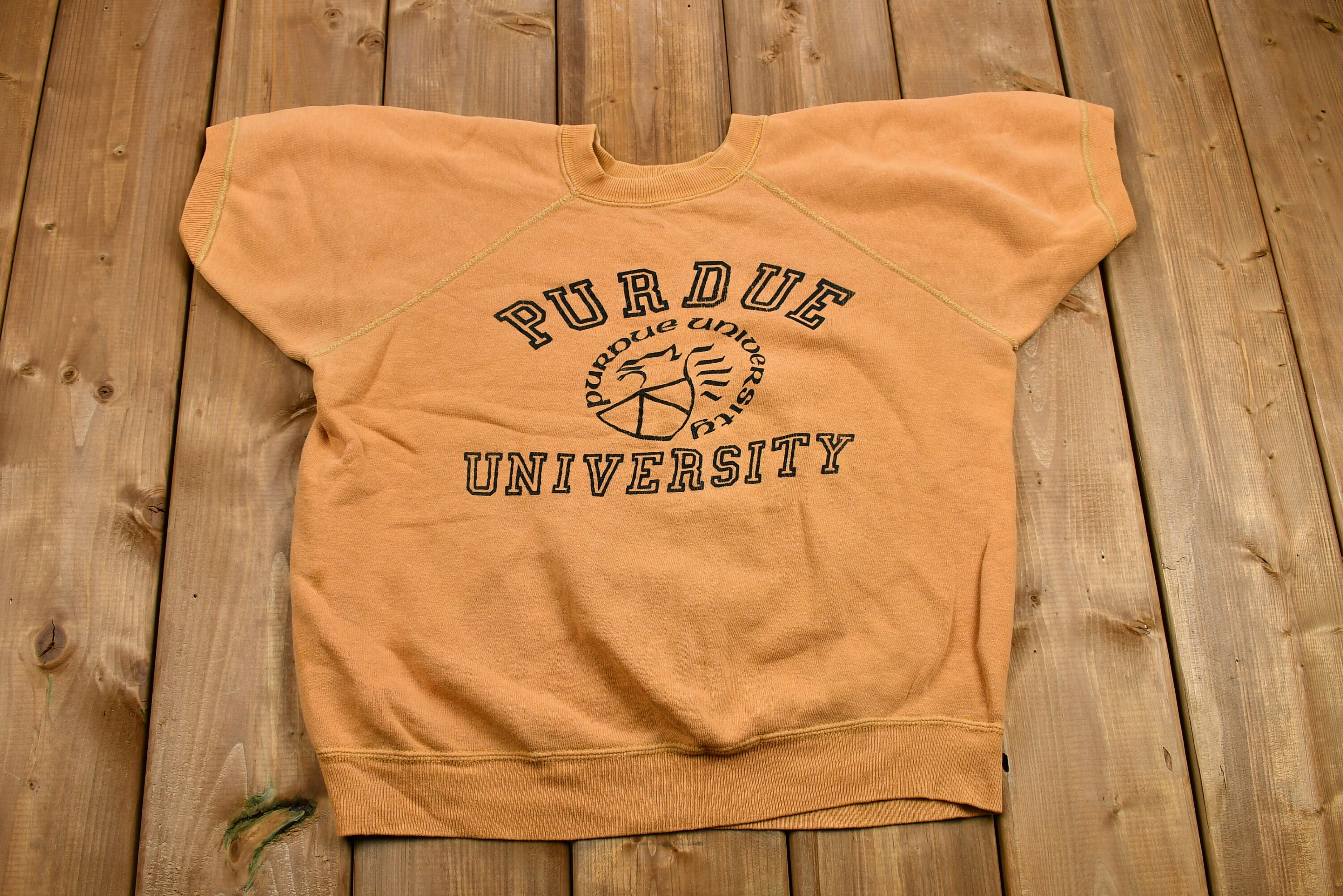 【1960s vintage】PURDUE UNIV イエロー スウェット Vtg 80s Jerzees Purdue University Spell Out Yellow Hoodie