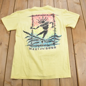 Vintage 1980s Maui And Sons Hawaii Graphic Souvenir T Shirt / Streetwear / Made In USA / Vacation Tee / Surfer T Shirt / Single Stitch