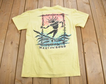 Vintage 1980er Jahre Maui And Sons Hawaii Souvenir T Shirt / Streetwear / Made In USA / Urlaubs T-Shirt / Surfer T Shirt / Einzelstich