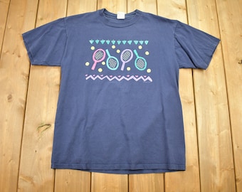Vintage jaren 1990 Gopher sport tennis-T-shirt heren L / sportkleding grafisch / jaren 90 / streetwear / retrostijl / Made in USA / ATP Tennis Tour