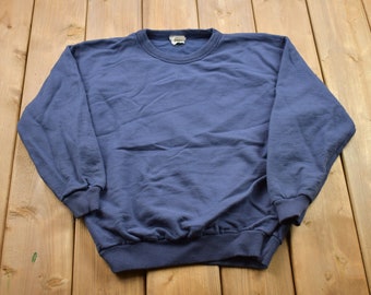 Vintage 1990s Blank Navy Blue Crewneck Sweatshirt / 90s Crewneck / Made In Canada / Essential / Streetwear / 90s Blank