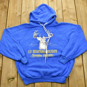 Vintage 1980s U.P. Registered Deer Hoodie / Nature Print / Vintage Sweatshirt / Animal Print / Wilderness / Pullover Sweatshirt