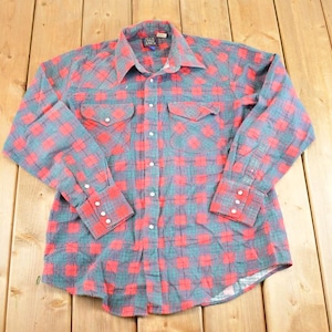 Vintage 1980s Rock Creek Ranch Plaid Button Up Shirt Men's L / 80's Rugged Polo