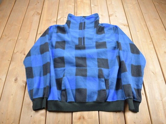 Vintage 1990s Patterned Fleece Quarter Zip Sweater / Outdoorsman / 90s  Sweater / Streetwear / Hiking / Fleece Zip up / 90s Fleece / Abstract -   Canada