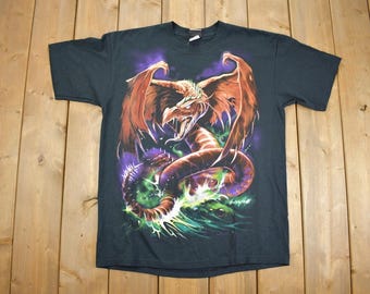 Vintage 1999 Liquid Blue Dragon Graphic With Tags / Dead Stock / 90s