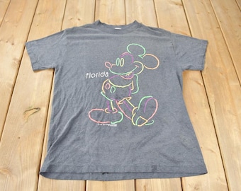 Vintage 1970s Disney Mickey Mouse Florida Graphic T-Shirt Made In USA Single Stitch