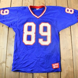 Vintage 1990s Rawlings Blank NFL Football Jersey Size 48 / Medium / Made In USA / #89 / Blue Jersey / New York