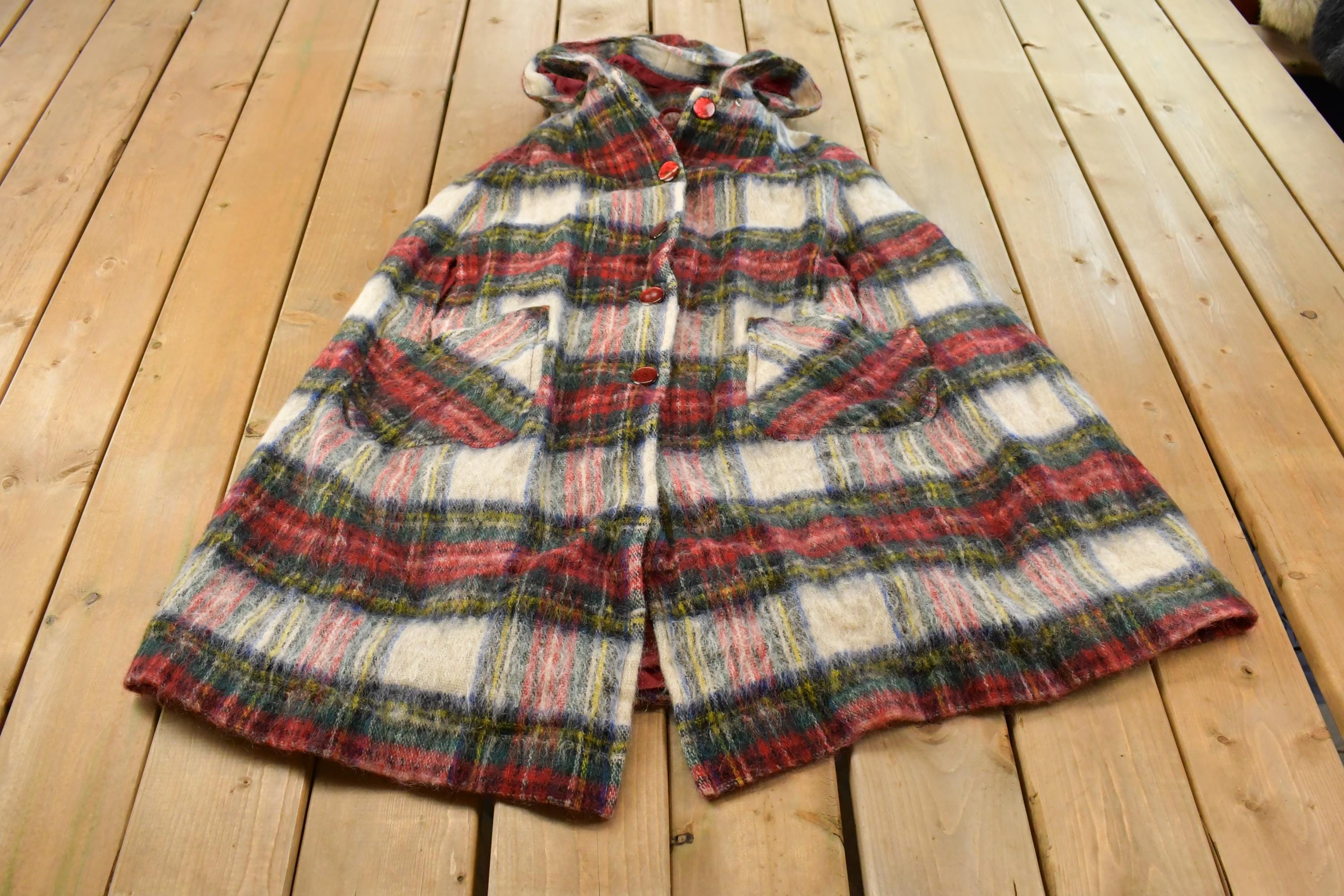 Vintage 1960s Kinswick Wool Mohair Cape Poncho Jacket Men's L / Made in Scotland / Outdoors / 60s Poncho / Boho Hippie / Vintage Cape
