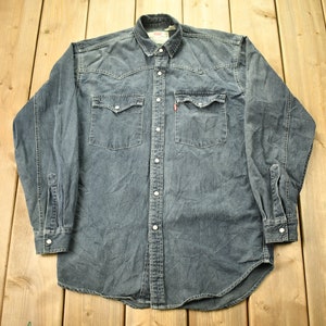 Vintage Levi's skjorta med tryckknappar från 1990-talet / Skjorta med knappar från 1990-talet / Vintage flanellskjorta / Vardagskläder / Westernkläder / Skjorta i västerländsk stil
