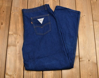 Vintage 1985 Deadstock Levi's Elastic Back Full Fit Dark Wash Orange Tab Jeans / Size 36 / Streetwear / Bottoms / Denim / Made in USA