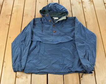 Vintage 90s Columbia Anorak Pullover Jacket Red Hooded Kangaroo