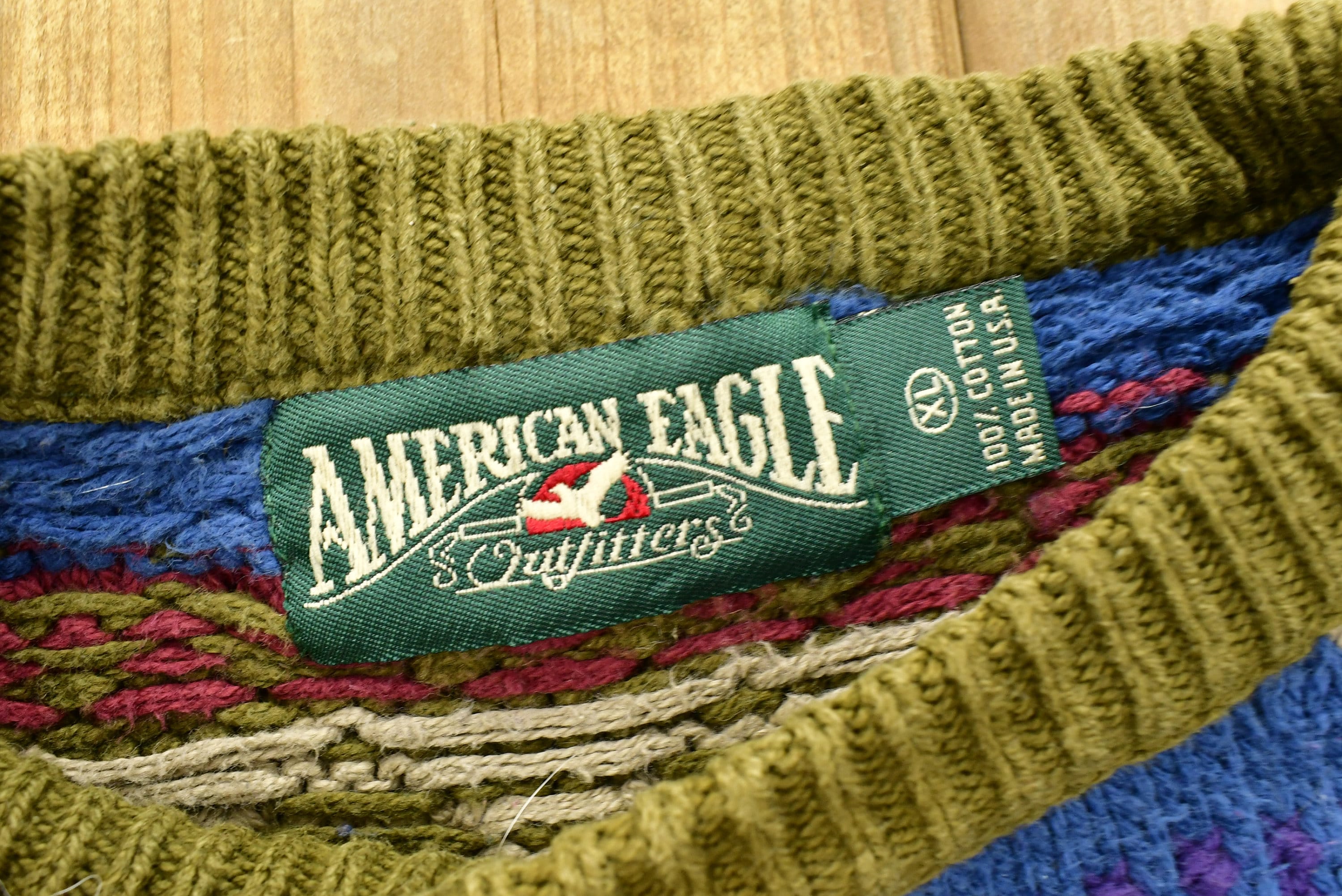 Vintage American Eagle Knitted Sweater / Made in USA / 90s Vintage American Eagle Knitted Sweater / Made in USA / 90s