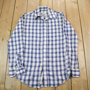 Vintage 1990s Blue Plaid Button Up Flannel Shirt