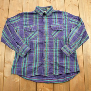 Vintage 1990s Country Touch Plaid Lined Button Up Shirt / 1990s Button Up / Vintage Flannel / Casual Wear / Pattern Button Up