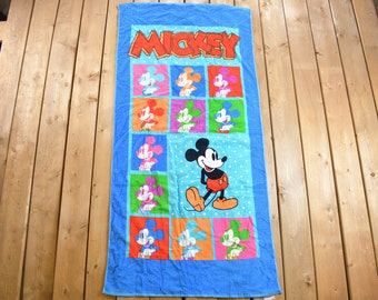 Vintage 1980s Walt Disney Mickey Mouse Graphic Beach Towel / Beachwear / Vintage Disney / 100% Cotton / Franco