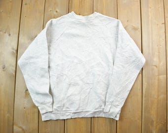 Vintage 1990s Blank Grey Crewneck Sweatshirt / 90s Crewneck / Made In USA / Streetwear /