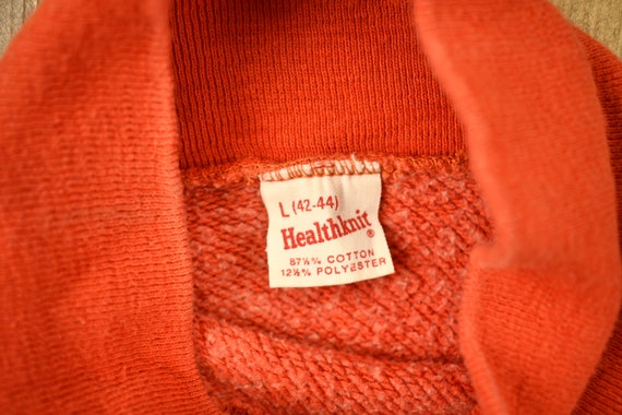 Vintage 1960s Blank Orange Raglan Mockneck Sweats… - image 7
