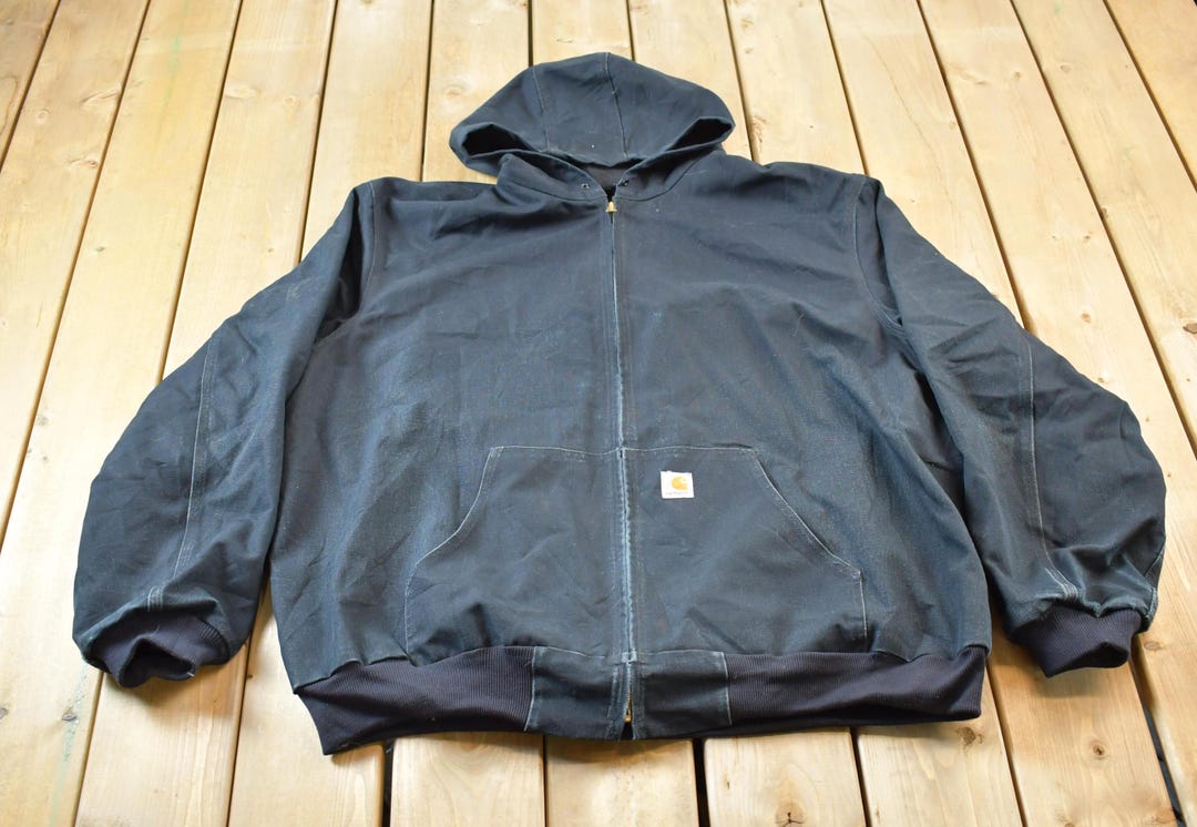 Vintage 1990s Carhartt Black Cinched Active Jac Work Jacket