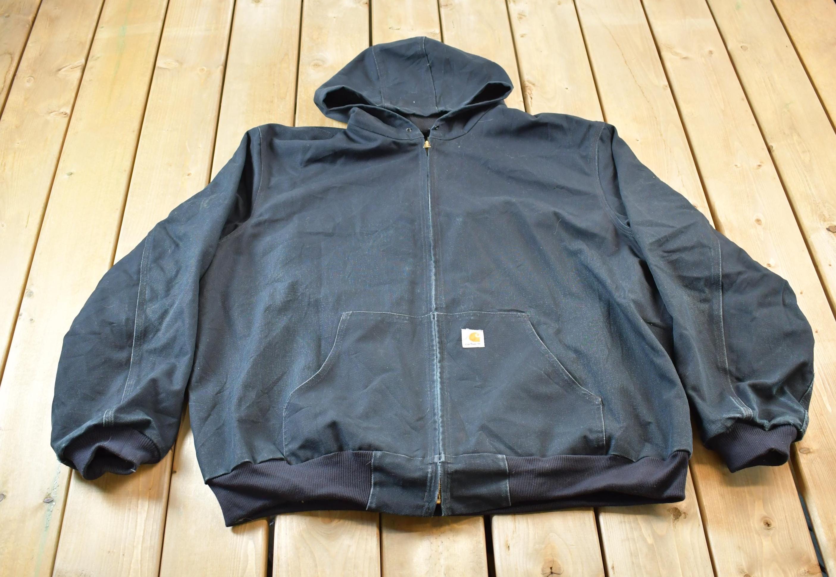 VINTAGE CARHARTT DENIM HOODED ACTIVE JACKET 1990S SIZE XL