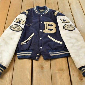 Vintage 1980s Andover Football Collegiate Leather Wool Varsity Jacket Men's Large / Letterman Coat / Patch Work