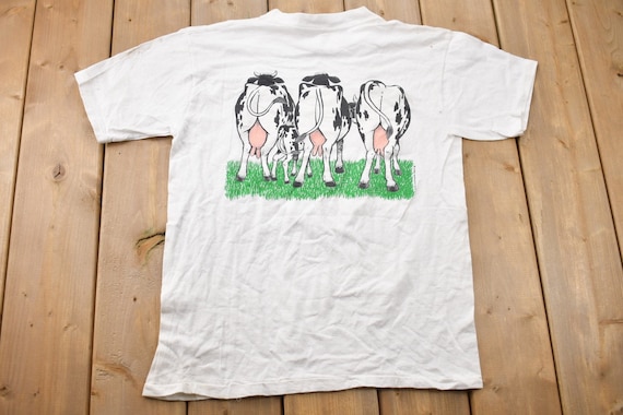 Vintage 1990s Double Sided Cows Graphic T-shirt / Single