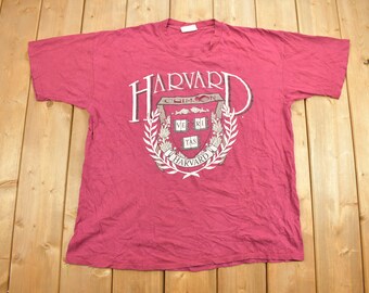 Vintage 1990s Harvard University Collegiate T-Shirt / Americana / Sportswear / Made In USA / Single Stitch / Dodger / Distressed