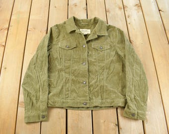 Vintage jaren 2000 Eddie Bauer corduroy trucker jeansjack dames medium / Y2K jas / buiten / koorden