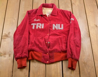 Vintage 1960s Trinu Corduroy Varsity Jacket / Athleisure Sportswear / Streetwear Fashion / Varsity Sportswear / Made In Canada / Hockey Club