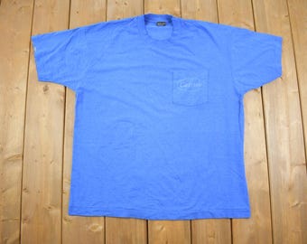 T-shirt vintage anni '90 con taschino, Made in USA / Effetto invecchiato con vernice effetto anticato