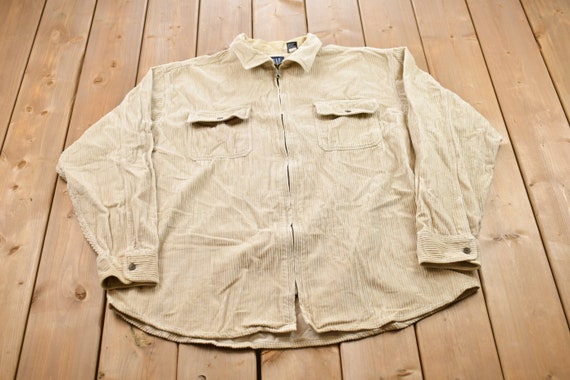 Vintage 1990s Gap Blank Corduroy Zip up Shirt 1990s Gap Zip up