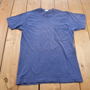 Vintage 1980s Blank Small Stains Pocket T Shirt / Vintage T Shirt / Streetwear / Rare Vintage / Single Stitch / Made In USA