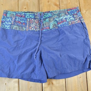 Vintage 1990s Eddie Bauer Aztec Swim Shorts / 90s Vintage Shorts / Vintage Summer Shorts / Made in USA / Swimwear