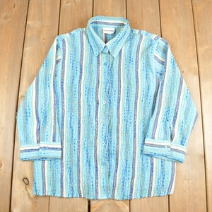 Vintage 1990s breckenbridge Funky Striped Button Up Shirt / 1990s Button Up / Vintage Flannel / Dress Shirt / Casual Shirt / Formal Shirt