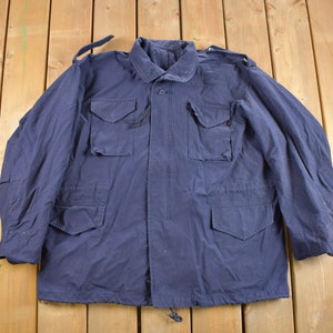 Vintage 1990s Alpha Industries Military Jacket / Zip Up Jacket / US Navy Blue / Vintage Army / Streetwear Fashion / Army Jacket