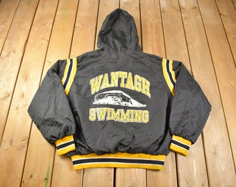 Vintage 1980s Wantagh Swimming Quarter Zip Windbreaker Jacket / Streetwear / Light Jacket / Birdie / Made In USA
