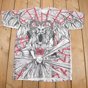 3日間値下げ90s MORBID RAGS 総柄 Tシャツ ビンテージ Vintage 1990s Morbid Rags Demon Graphic All Over Print T-shirt