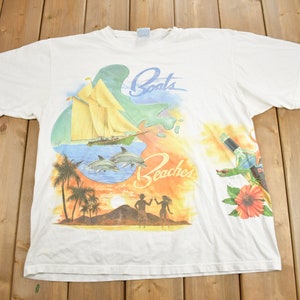 Vintage 1990s Caribbean Soul Tropical Graphic T-Shirt / Streetwear / Tropics Shirt / Vacation Tee / Travel & Tourism / Made in USA