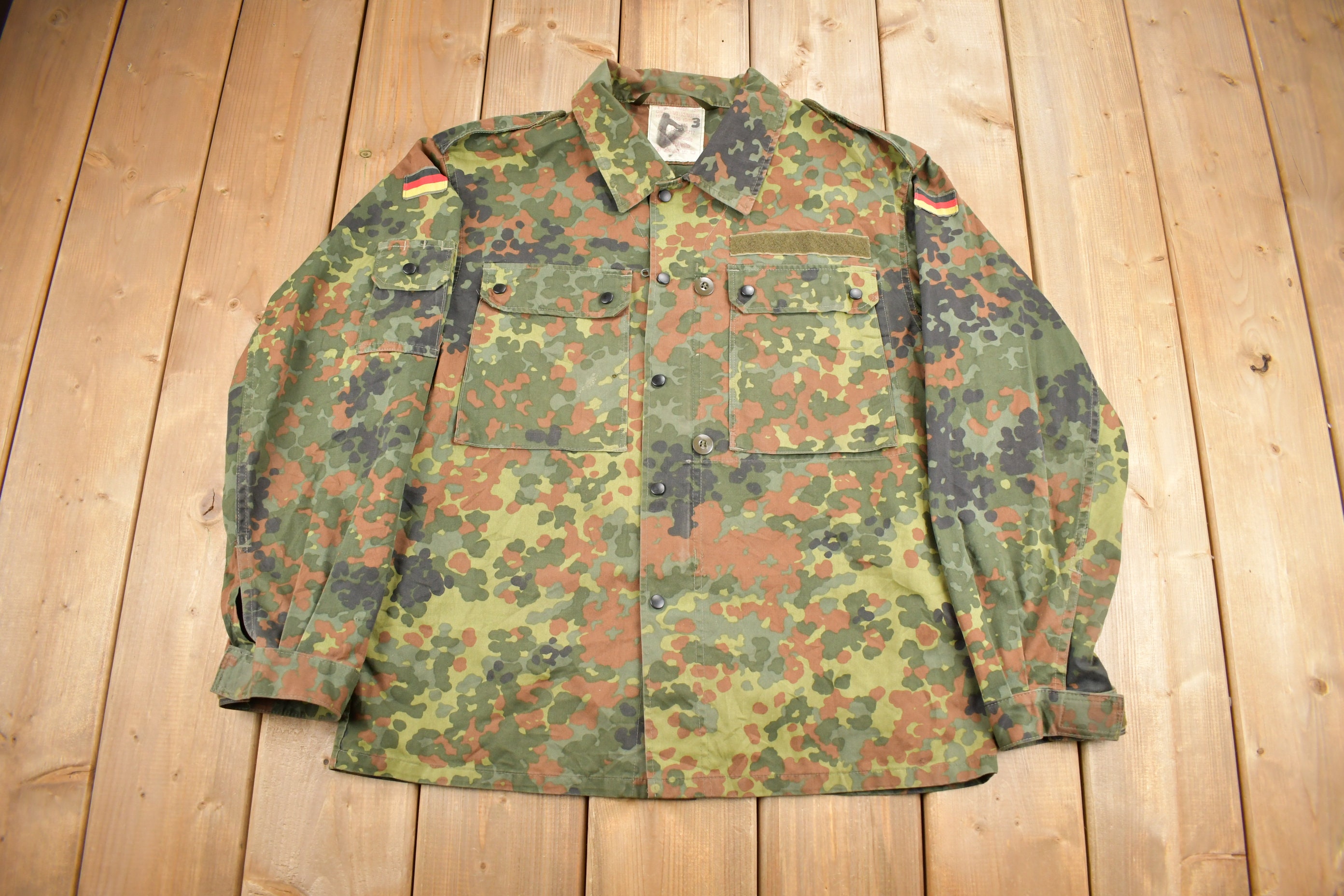 Vintage 1980s German Military Camouflaged Jacket / Vintage Vintage 1980s German Military Camouflaged Jacket / Vintage