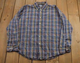 Vintage 1990s Brooks Brothers 346 Plaid Button Up Shirt / 1990s Button Up / Vintage Flannel / Basic Button Up