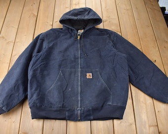 Vintage Y2K Carhartt Navy Blue Active Jac Work Jacket Size
