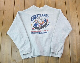Vintage 2001 Great Lakes Holland Michigan Hockey Crewneck Sweatshirt / Made In USA / Vintage Sportswear / Embroidered / Hockey